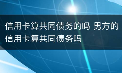 信用卡算共同债务的吗 男方的信用卡算共同债务吗