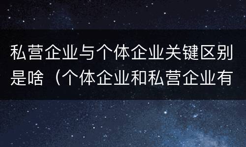 私营企业与个体企业关键区别是啥（个体企业和私营企业有什么区别和联系）