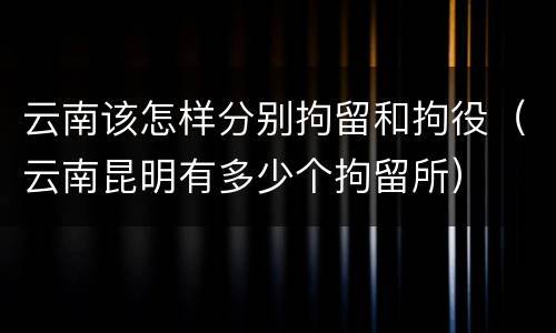 云南该怎样分别拘留和拘役（云南昆明有多少个拘留所）