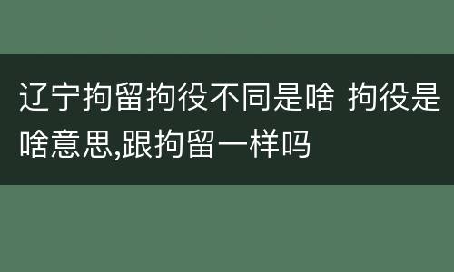 辽宁拘留拘役不同是啥 拘役是啥意思,跟拘留一样吗