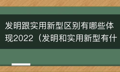 发明跟实用新型区别有哪些体现2022（发明和实用新型有什么区别）