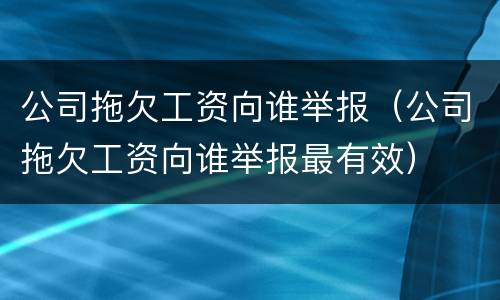 公司拖欠工资向谁举报（公司拖欠工资向谁举报最有效）