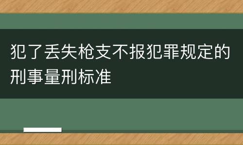 犯了丢失枪支不报犯罪规定的刑事量刑标准