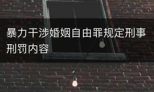 暴力干涉婚姻自由罪规定刑事刑罚内容