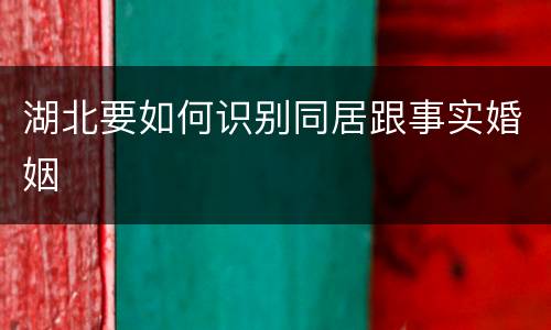 湖北要如何识别同居跟事实婚姻