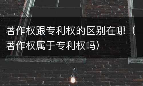 著作权跟专利权的区别在哪（著作权属于专利权吗）