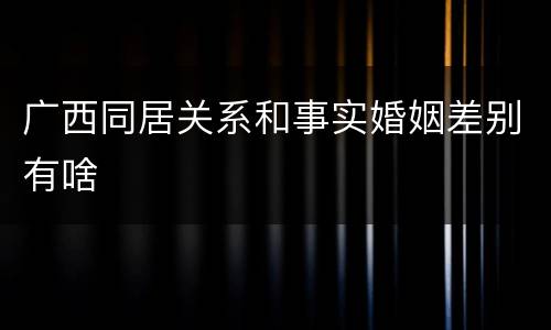 广西同居关系和事实婚姻差别有啥