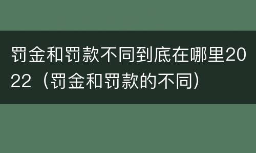 罚金和罚款不同到底在哪里2022（罚金和罚款的不同）