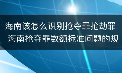 海南该怎么识别抢夺罪抢劫罪 海南抢夺罪数额标准问题的规定