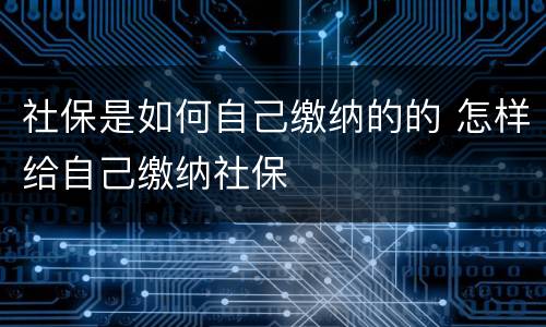 社保是如何自己缴纳的的 怎样给自己缴纳社保