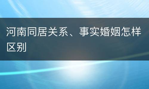 河南同居关系、事实婚姻怎样区别