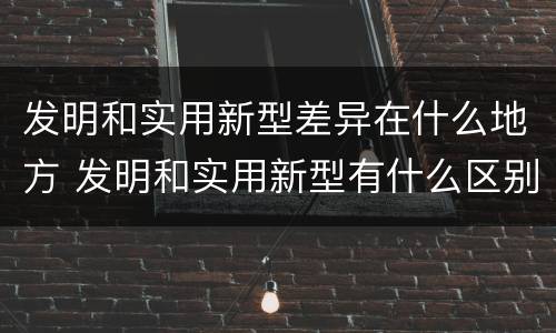 发明和实用新型差异在什么地方 发明和实用新型有什么区别