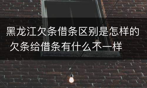 黑龙江欠条借条区别是怎样的 欠条给借条有什么不一样