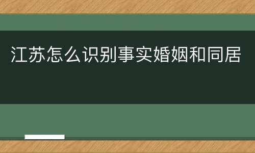 江苏怎么识别事实婚姻和同居