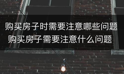 购买房子时需要注意哪些问题 购买房子需要注意什么问题