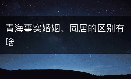 青海事实婚姻、同居的区别有啥