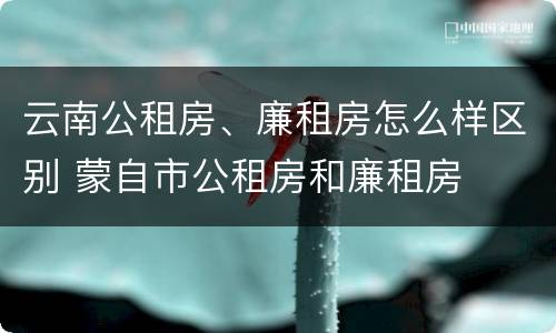 云南公租房、廉租房怎么样区别 蒙自市公租房和廉租房