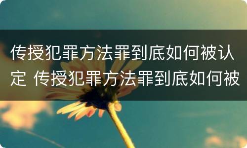 传授犯罪方法罪到底如何被认定 传授犯罪方法罪到底如何被认定的