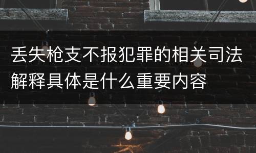 丢失枪支不报犯罪的相关司法解释具体是什么重要内容