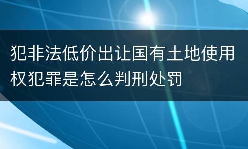 犯非法低价出让国有土地使用权犯罪是怎么判刑处罚