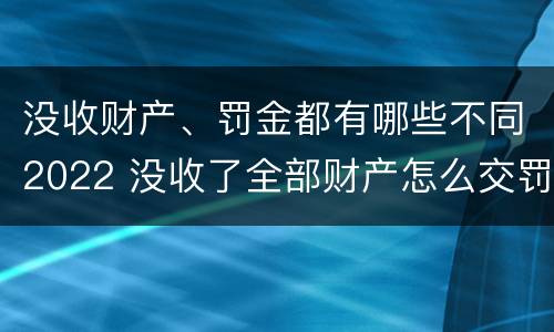 没收财产、罚金都有哪些不同2022 没收了全部财产怎么交罚款