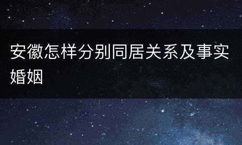 安徽怎样分别同居关系及事实婚姻