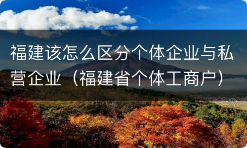 福建该怎么区分个体企业与私营企业（福建省个体工商户）