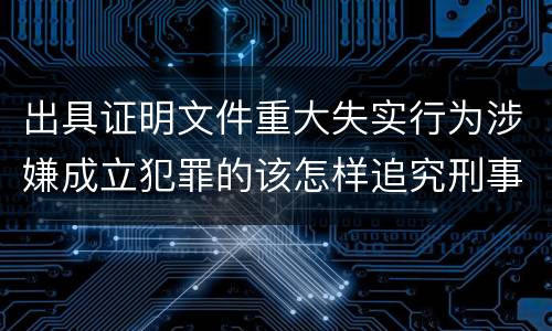 出具证明文件重大失实行为涉嫌成立犯罪的该怎样追究刑事责任