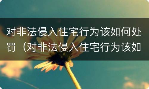 对非法侵入住宅行为该如何处罚（对非法侵入住宅行为该如何处罚规定）