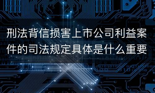 刑法背信损害上市公司利益案件的司法规定具体是什么重要内容