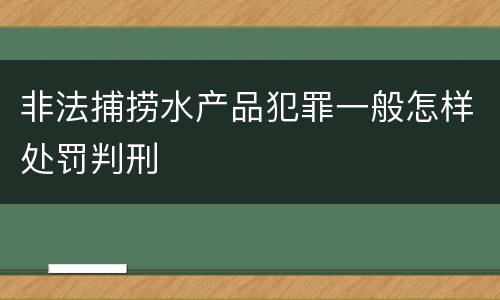 非法捕捞水产品犯罪一般怎样处罚判刑