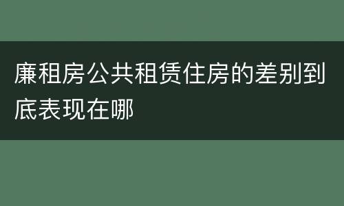 廉租房公共租赁住房的差别到底表现在哪