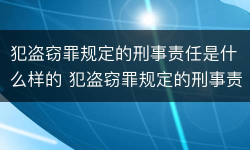 犯盗窃罪规定的刑事责任是什么样的 犯盗窃罪规定的刑事责任是什么样的呢