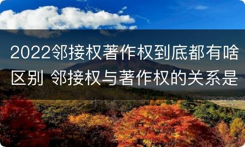 2022邻接权著作权到底都有啥区别 邻接权与著作权的关系是怎样的