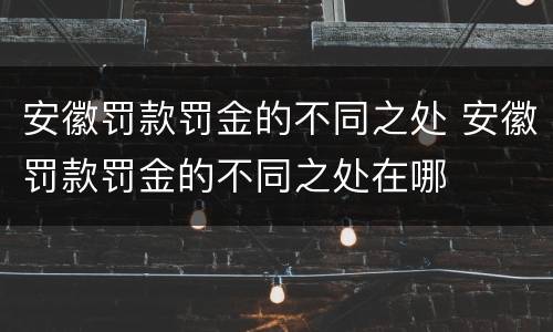 安徽罚款罚金的不同之处 安徽罚款罚金的不同之处在哪