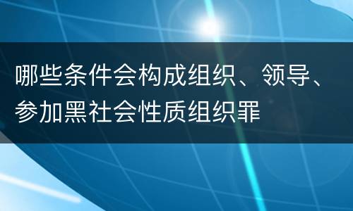 哪些条件会构成组织、领导、参加黑社会性质组织罪