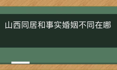 山西同居和事实婚姻不同在哪