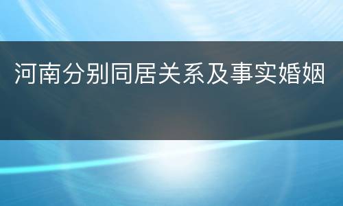 河南分别同居关系及事实婚姻