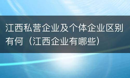 江西私营企业及个体企业区别有何（江西企业有哪些）