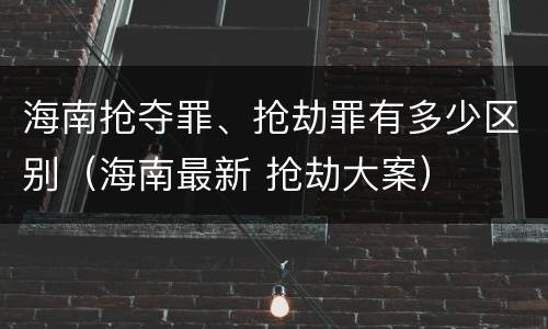 海南抢夺罪、抢劫罪有多少区别（海南最新 抢劫大案）