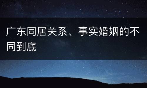 广东同居关系、事实婚姻的不同到底