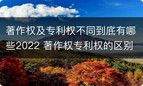 著作权及专利权不同到底有哪些2022 著作权专利权的区别