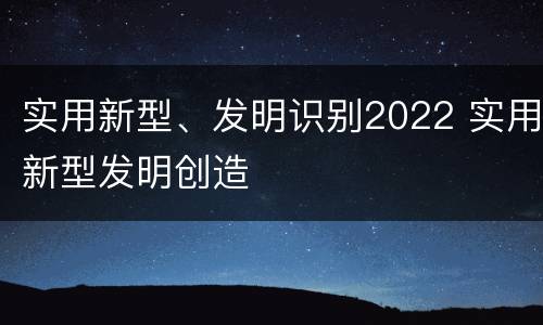 实用新型、发明识别2022 实用新型发明创造