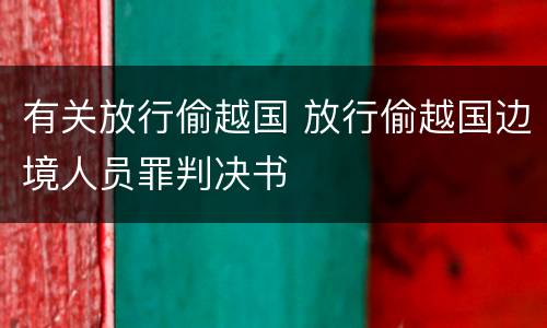 有关放行偷越国 放行偷越国边境人员罪判决书