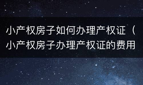 小产权房子如何办理产权证（小产权房子办理产权证的费用是多少）