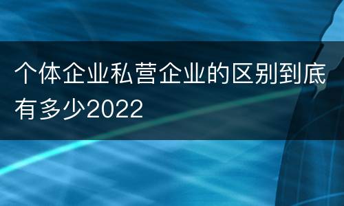 个体企业私营企业的区别到底有多少2022