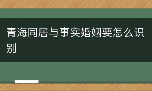 青海同居与事实婚姻要怎么识别