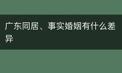 广东同居、事实婚姻有什么差异