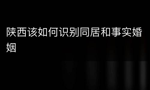 陕西该如何识别同居和事实婚姻