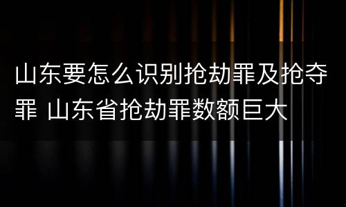 山东要怎么识别抢劫罪及抢夺罪 山东省抢劫罪数额巨大